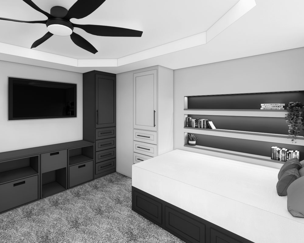 Concept rendering for the boys' bedroom design plan