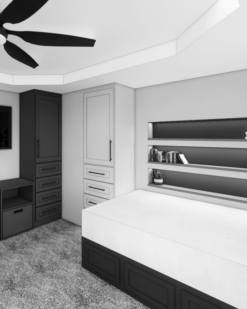 Concept rendering for the boys' bedroom design plan